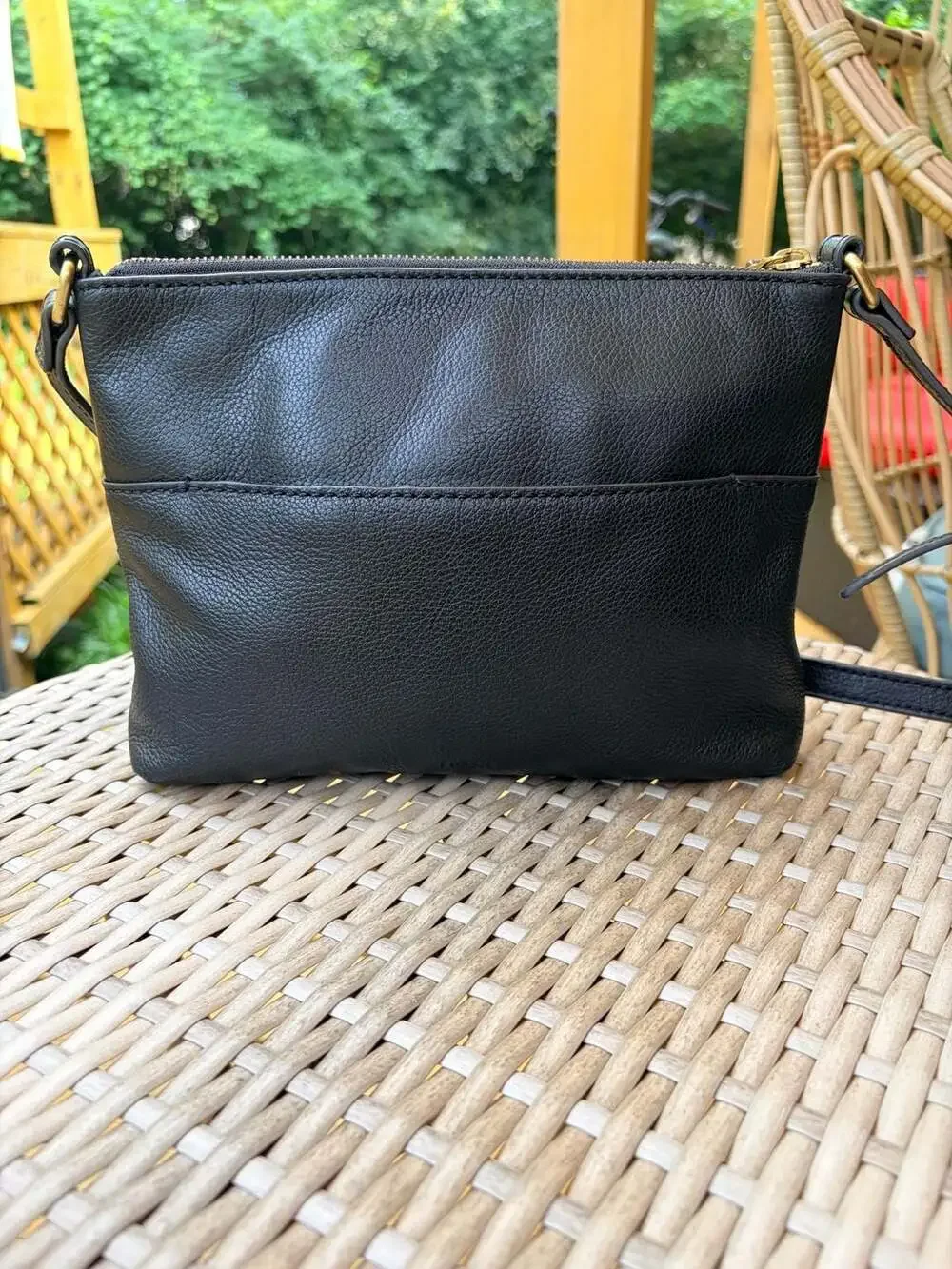 Fossil Fiona Small Black Leather Crossbody Bag